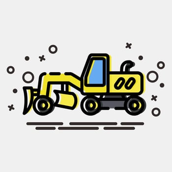 Icon road grader. Heavy equipment elements. Icons in MBE style. Good for prints, posters, logo, infographics, etc. vector