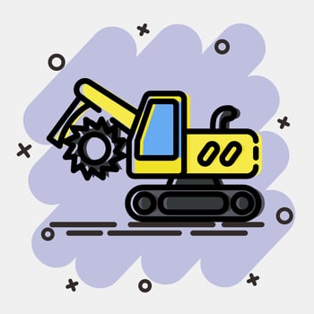 Icon trencher machine. Heavy equipment elements. Icons in comic style. Good for prints, posters, logo, infographics, etc. vector