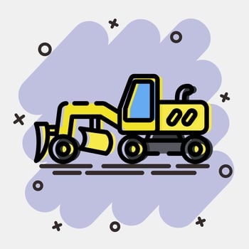 Icon road grader. Heavy equipment elements. Icons in comic style. Good for prints, posters, logo, infographics, etc. vector