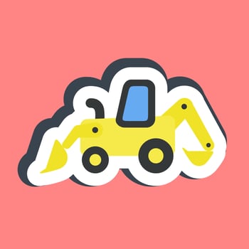 Sticker backhoe. Heavy equipment elements. Good for prints, posters, logo, infographics, etc. vector