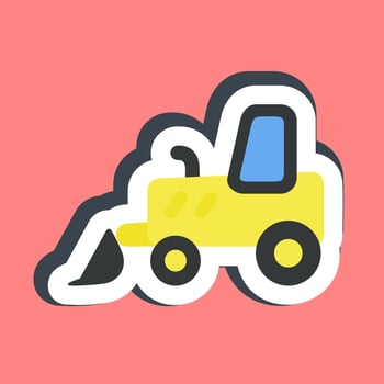 Sticker bulldozer. Heavy equipment elements. Good for prints, posters, logo, infographics, etc. vector