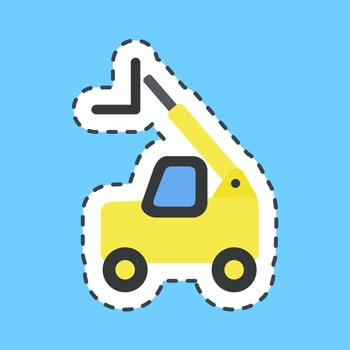 Cutting line sticker telescopic loader telehandler. Heavy equipment elements. Good for prints, posters, logo, infographics, etc. vector