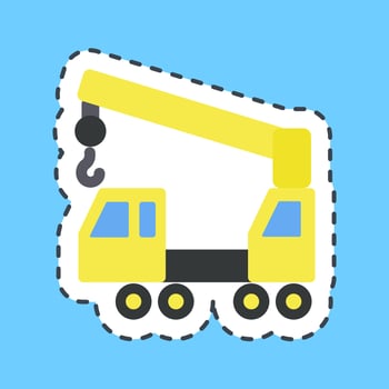Cutting line sticker wheeled crane. Heavy equipment elements. Good for prints, posters, logo, infographics, etc. vector
