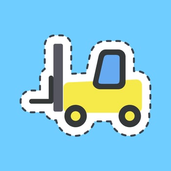 Cutting line sticker forklift. Heavy equipment elements. Good for prints, posters, logo, infographics, etc. vector