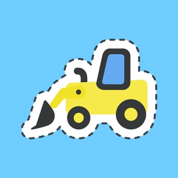 Cutting line sticker whell loader. Heavy equipment elements. Good for prints, posters, logo, infographics, etc. vector