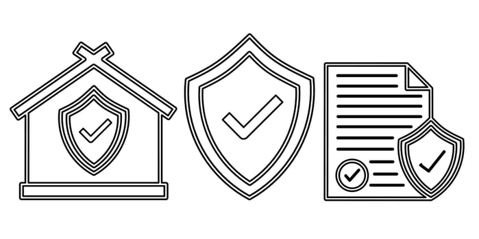 Insurance icon black line design. Stock vector illustration.