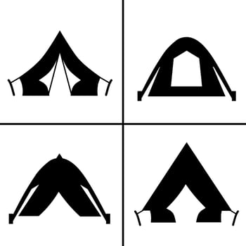 Vector black and white illustration of tent icon for business. Stock vector design.