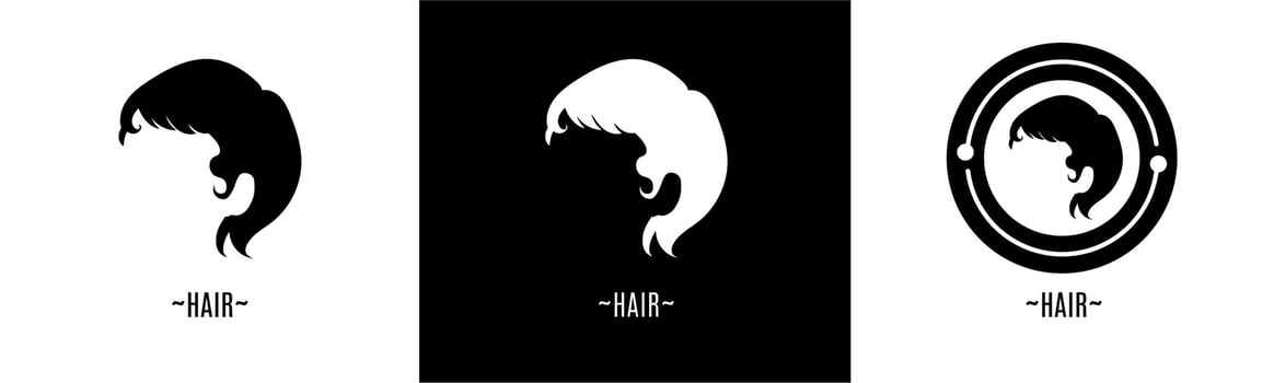 Hair logo set. Collection of black and white logos. Stock vector. vector