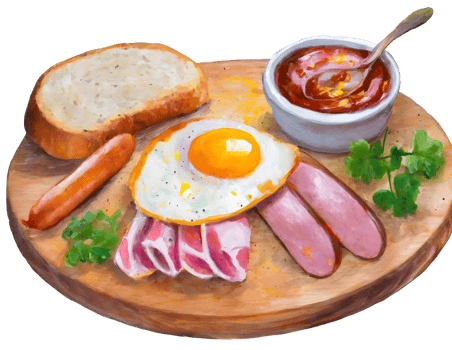 American breakfast. Generative AI. png