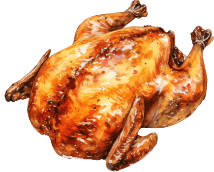 Roast chicken watercolor illustration. AI Generated png