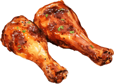 Grilled turkey drumstick watercolor. AI Generated png