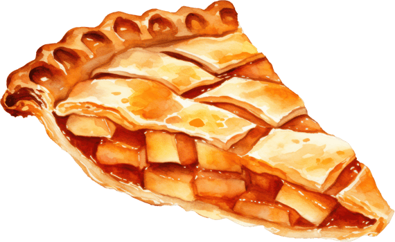 Apple pie watercolor illustration. AI Generated png