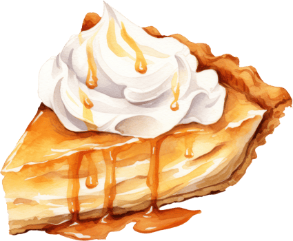 Pumpkin Pie Watercolor Illustration. AI Generated png