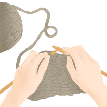 hand holding knitting yarn png