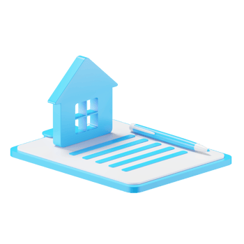 3d icon rendering of real estate agreement paper, contract, document isolated background. png