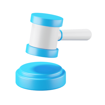 3d icon rendering of auction hammer isolated background. png
