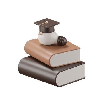 3d rendering of book and light bulb with graduation hat. png