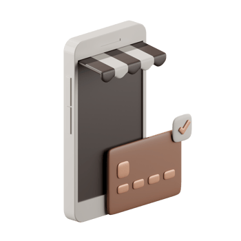 3d render of smartphone with online store and credit card, shopping online concept. png