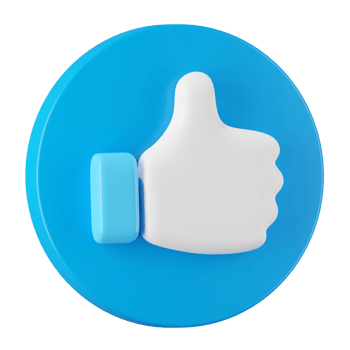 3d render of blue like icon in circle button, Social media concept. png