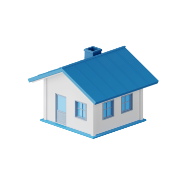 3d render of  blue house. png