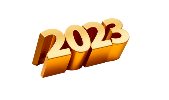 Happy New Year 2023, 2023 3d letters in Gold 3d illustration png