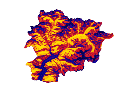 Andorra map with the flag Colors Red and yellow Shaded relief map 3d illustration png