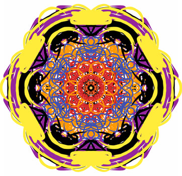 a colorful circular design with a yellow, purple and blue background vector