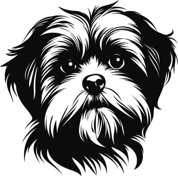 silhouette character shih tzu dog, cute logo. vector