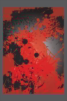 Red splashes over black and white gradient grunge texture background. Sport style vector illustration