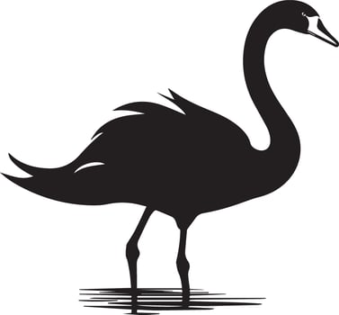 Swan vector silhouette illustration black color