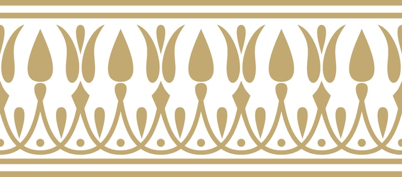 Vector gold seamless classic greek meander ornament. Pattern of ancient Greece. Border, frame of the Roman Empire