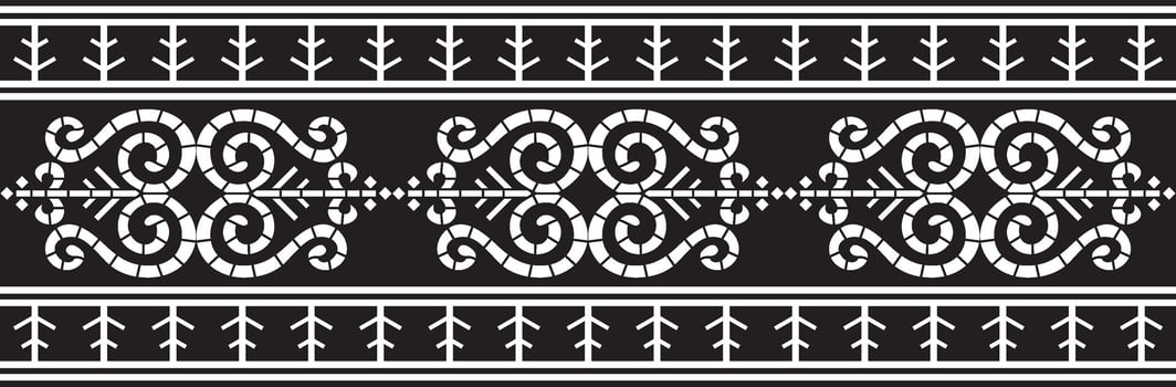 Vector monochrome black seamless Yakut ornament. Endless border, frame of the northern peoples of the Far East