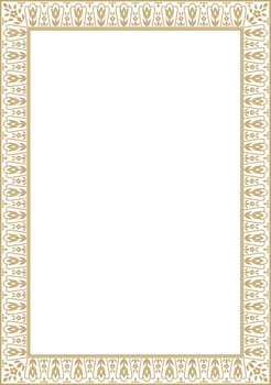 Vector gold square turkish ornament. Endless Ottoman national border, frame, rectangle
