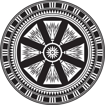 Vector round black monochrome Egyptian ornament. Endless circle border, ancient Egypt frame