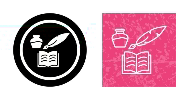 Unique Quill and Book Vector Icon
