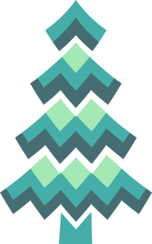 Abstract, stylized Christmas tree illustration. Decorated Christmas tree design, PNG with transparent background.