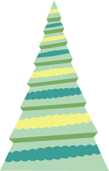 Abstract, stylized Christmas tree illustration. Decorated Christmas tree design, PNG with transparent background.