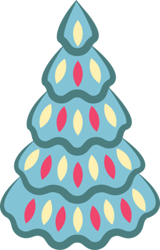 Abstract, stylized Christmas tree illustration. Decorated Christmas tree design, PNG with transparent background.