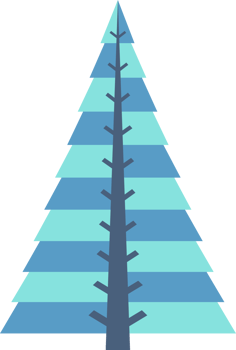 Abstract, stylized Christmas tree illustration. Decorated Christmas tree design, PNG with transparent background.