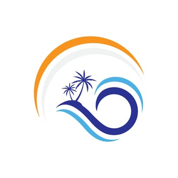 Palm tree summer logo template vector