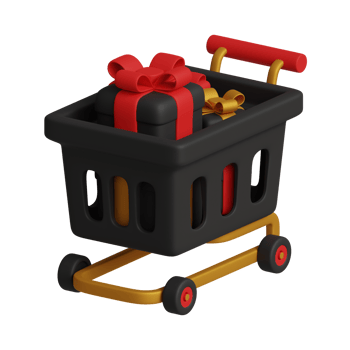 3d rendering of black friday shopping cart icon png