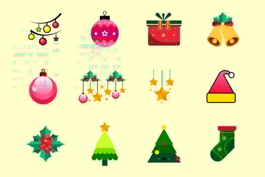 set of christmas icons vector