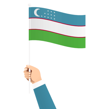 Hand Holding Uzbekistan National Flag Isolated Transparent Simple Illustration png