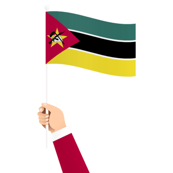 Hand Holding Mozambique National Flag Isolated Transparent Simple Illustration png