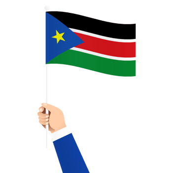 Hand Holding South Sudan National Flag Isolated Transparent Simple Illustration png