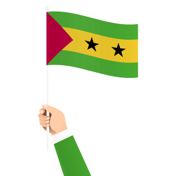 Hand Holding Sao Tome and Principe National Flag Isolated Transparent Simple Illustration png