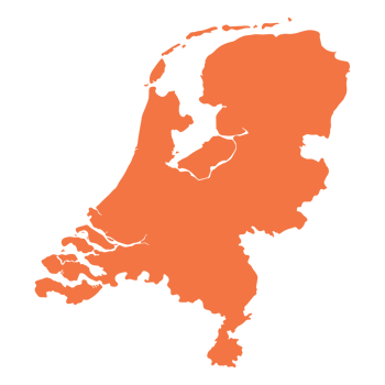 Netherlands map. Map of Holland in high details on orange color png