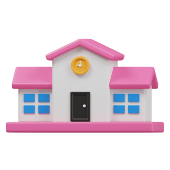 School building icon 3d render illustration png