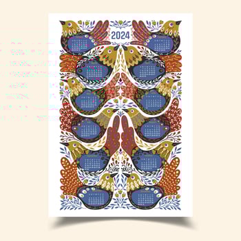 Vector Illustration of 2024 Calendar Design Template