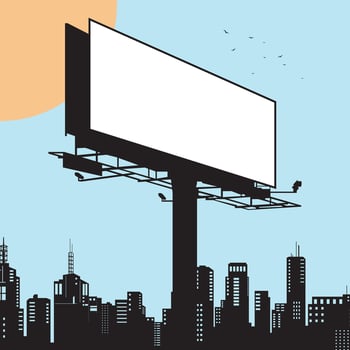 Silhouettes of blank billboards and urban buildings vector